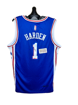 James Harden Hand Signed 76ers Home Court Jersey w/COA