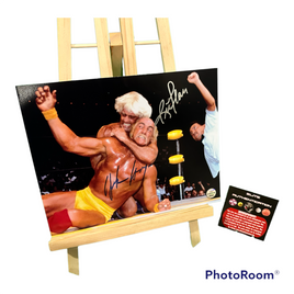 Ric Flair & Hulk Hogan Both Hand Signed WWF 8x10 Photo w/COA