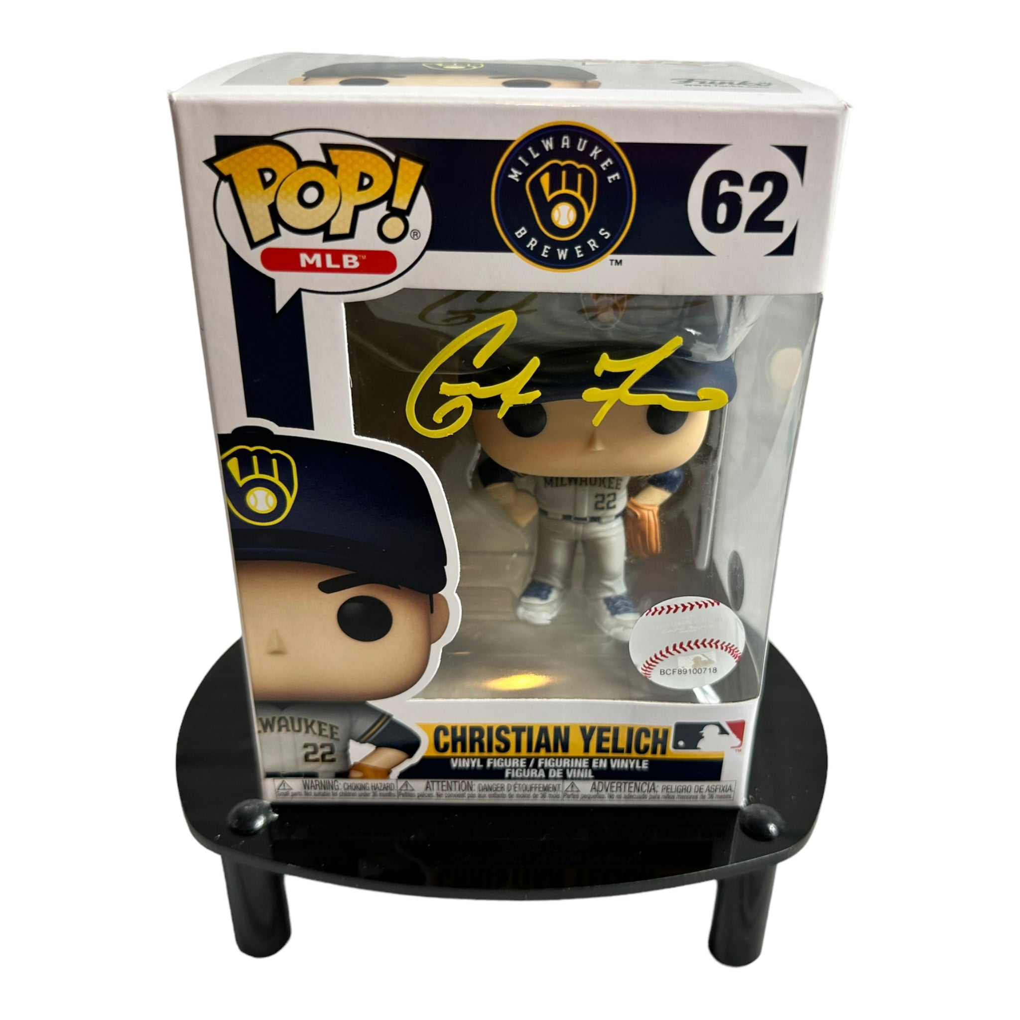 Christian Yelich Signed Milwaukee Brewers Funko Pop # 62 w/COA